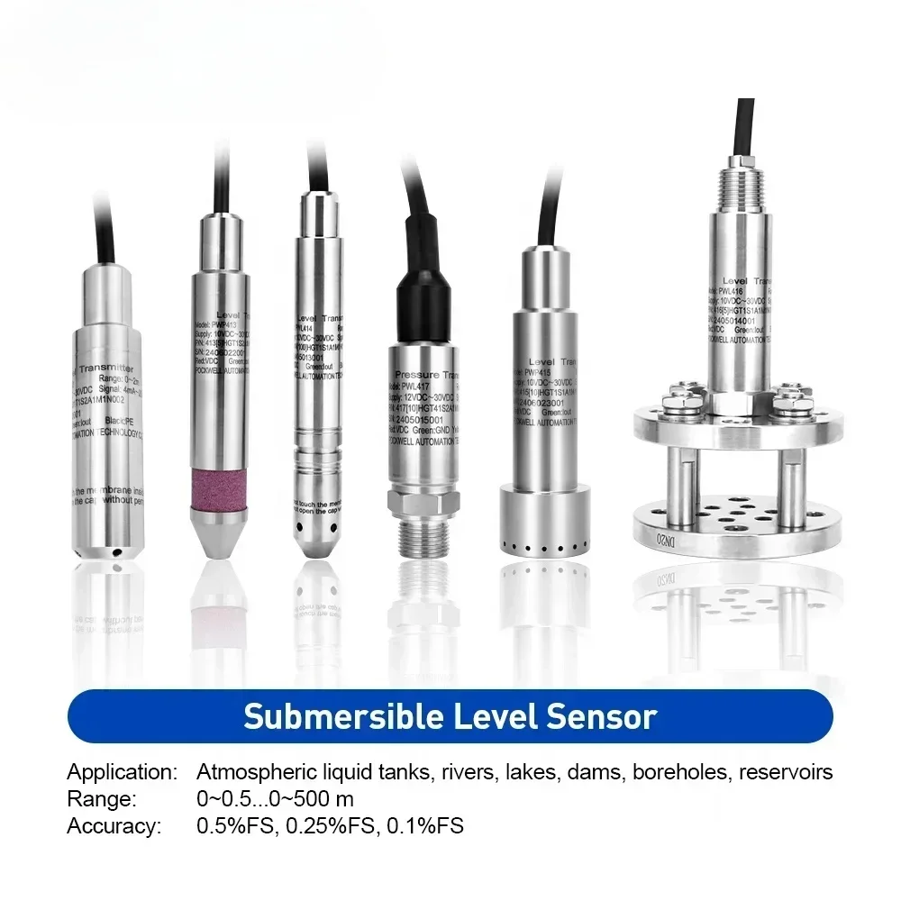 Hot SalesPockwell Ultrasonic Radar Liquid Level Sensor Deep Well Borehole Submersible Water Tank Level Sensor