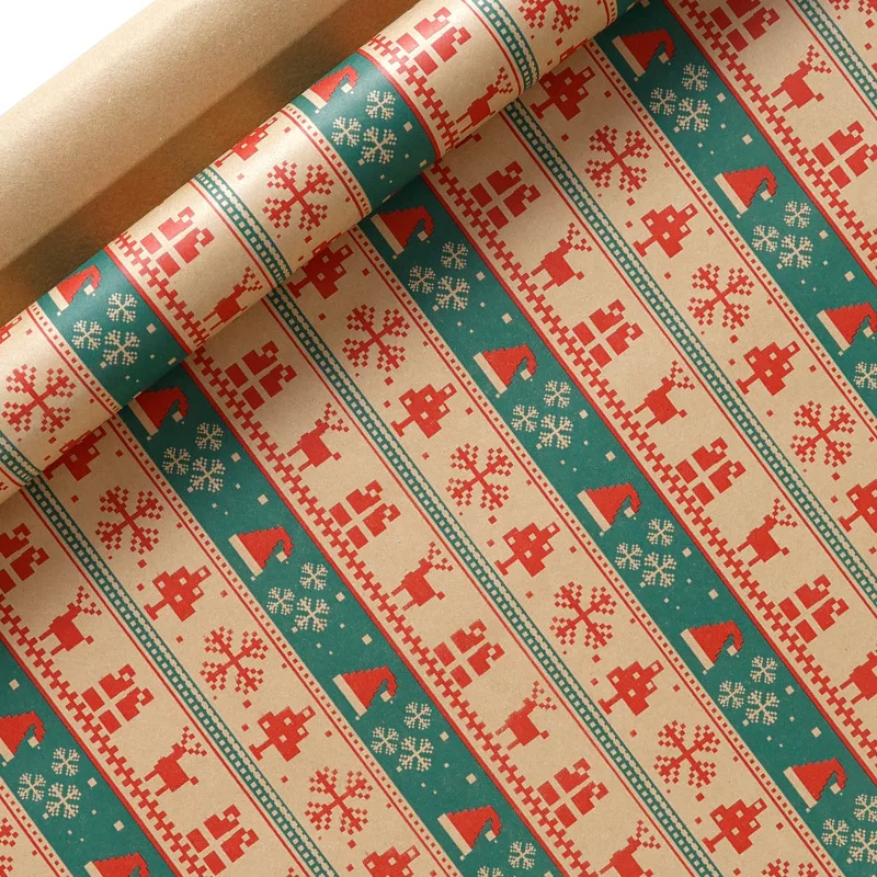 Christmas Wrapping Paper Roll Kraft Gifts Wrap Holiday Birthday Xmas Party Decorations Winter Festival Bouquet Flower Decor