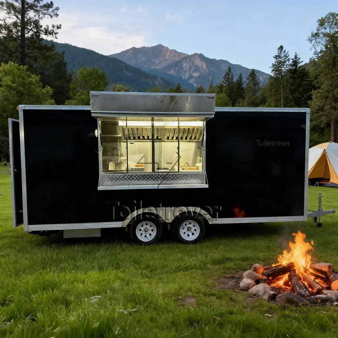 

Night Market Food Cart for Fried Skewers with Built-In Smoke Extraction Convenient Street Food Vendor Cart