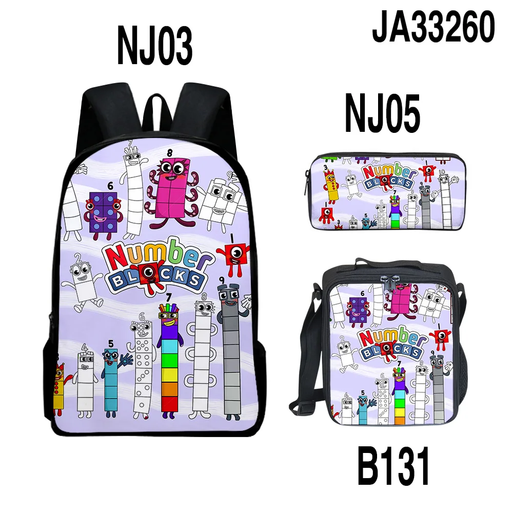 3pcs/set Backpack 3D Cosplay Students Boys Girls Schoolbag Lunch Bag Pencil Case Travel Laptop Bag