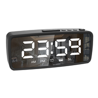 Digital Alarm Clock LED Mirror Material Home Decorative Child Table Radio Clock Small Electronic Clear Stable