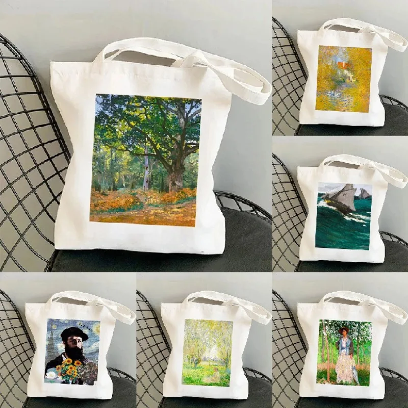 Retro Landscape Oil Painting Ladies Handbag Fashion Shoulder Bag Eco Protection Large Capacity Travel Shopping Bag Schoolbag