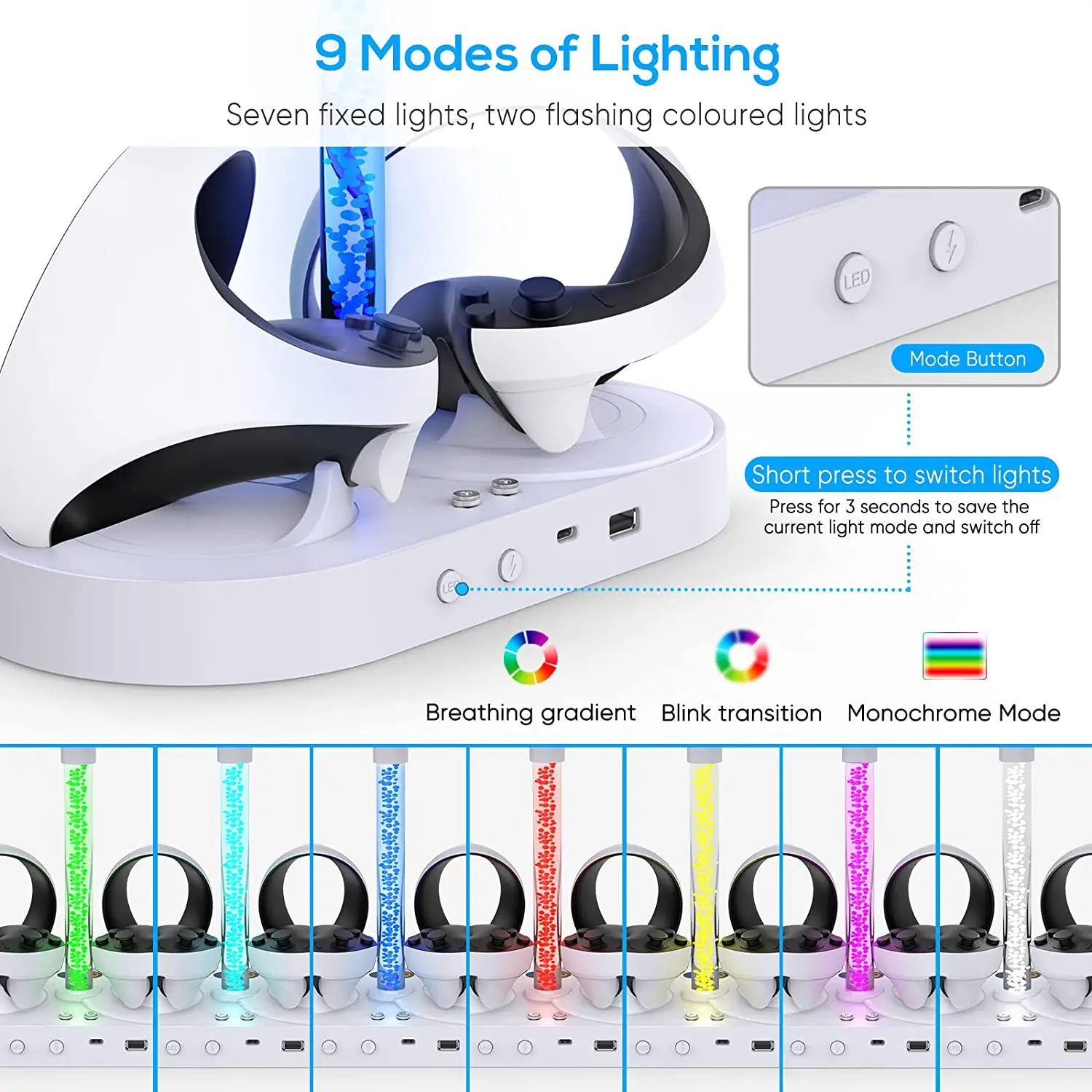 Magnetic Charging Base Absorption RGB Charging Stand for PSVR2 Handle Seat Colorful Glasses VR Headset Stand For PS VR2