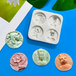 DIY mold 4 hole Egyptian Pharaoh seal coin fondant cake mold cake decorative chocolate silicone mold