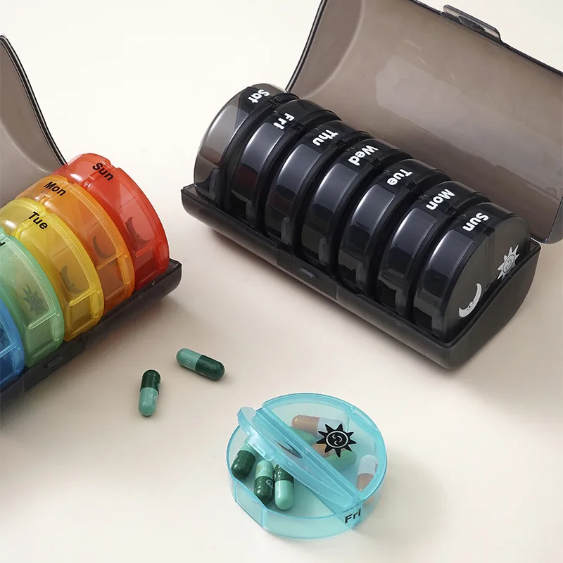 

14-Grid Weekly Pill Box Small PP Plastic Vitamin Storage 7-Day Morning And Evening Medicine Organizer
