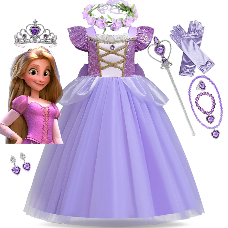 

Disney Princess Rapunzel for Girl Dress Up Kids Tangled Disguise Carnival Birthday Party Gown Ball 1-12Yrs Clothes Vestidos