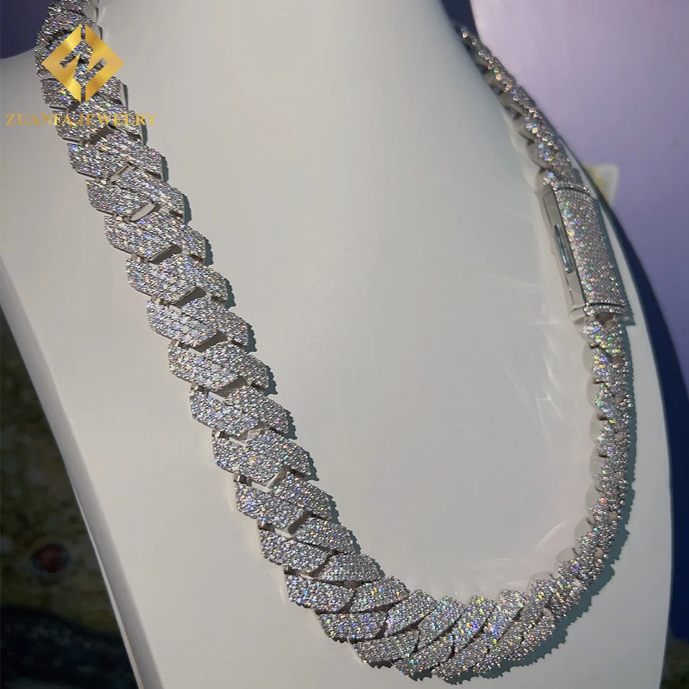 Ready to Ship 20mm Miami Chain 925 Sterling Silver Vvs Moissanite Iced Out Cuban Link Chain