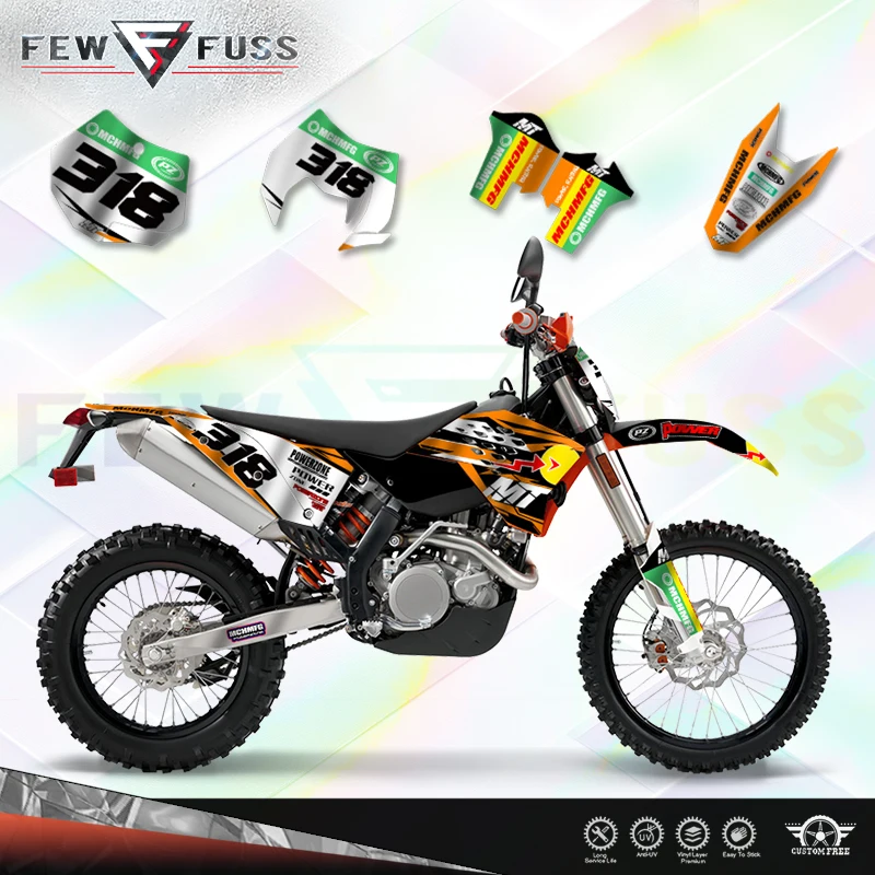 Fewfuss Holographic Chrome Racing Graphics Decal Set for KTM SXF 2007-2010 EXC 2008-2011 Dirt Bike Stickers
