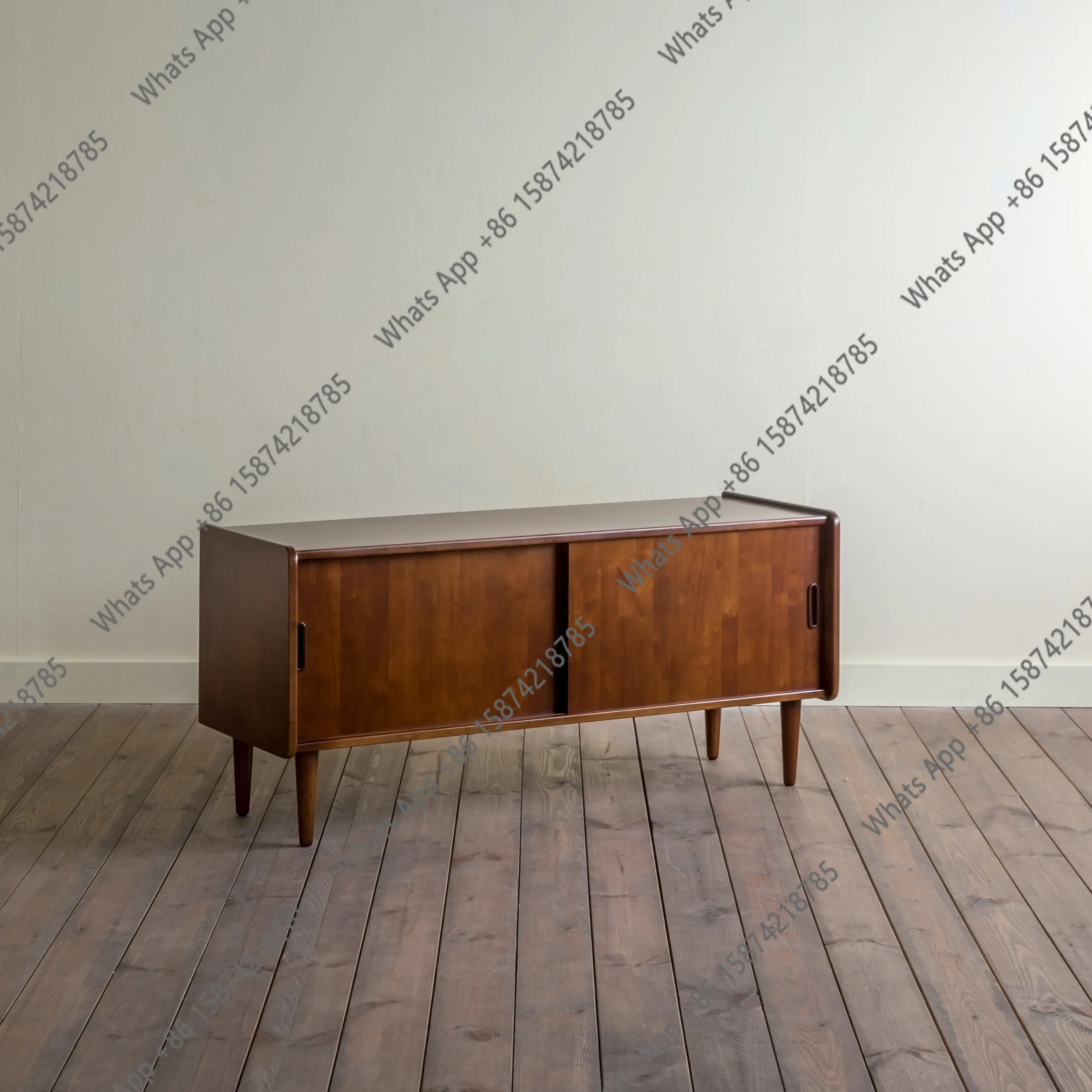solid wood TV cabinet, small apartment audio-visual cabinet, 1.2m floor-to-ceiling cabinet, walnut living room combination