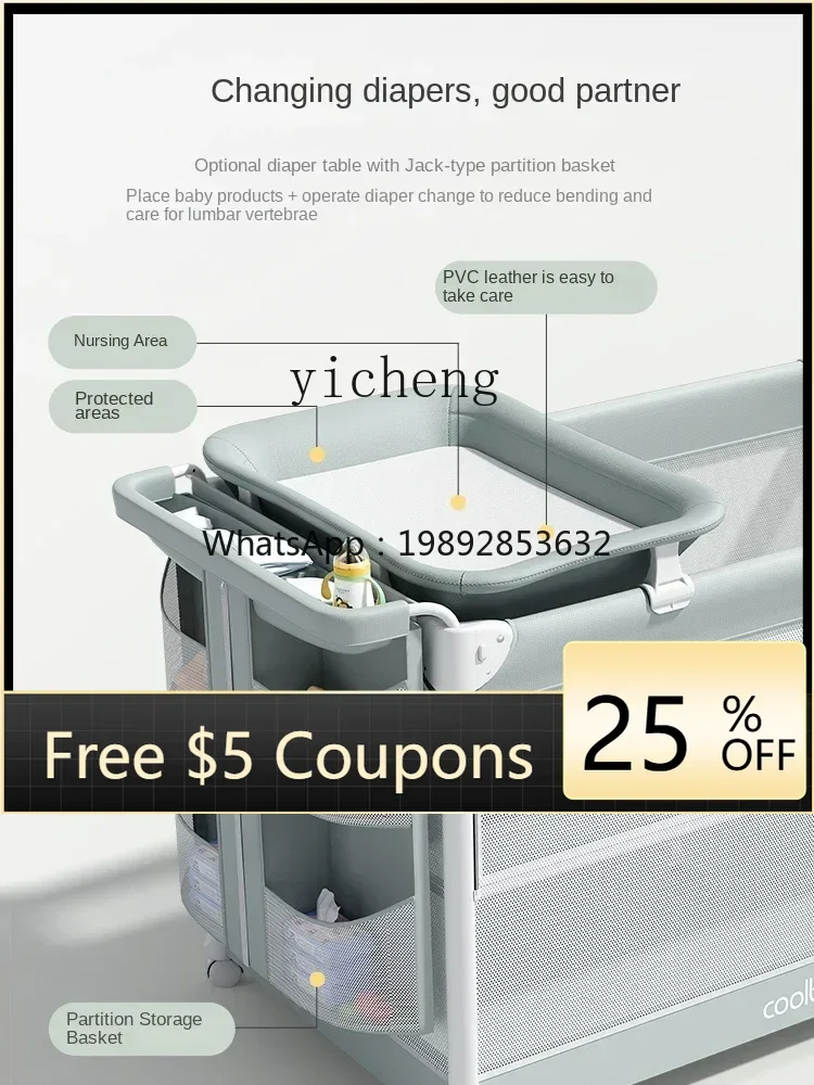 

Crib Stitching Bed Newborn Babies' Bed Multi-Functional Portable Foldable Bed