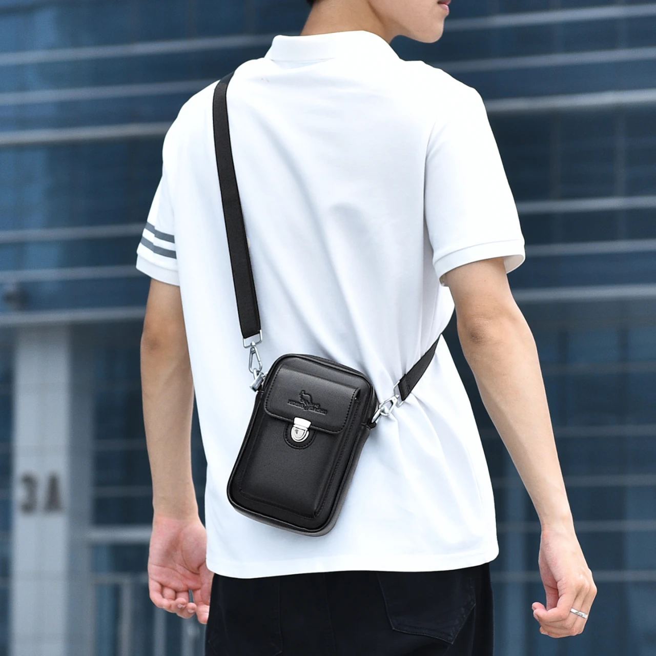 New Men's Fashion Phone Bag Mini Crossbody Bag PU Leather Sling Purse with Multiple Pockets Shoulder Bag for Travel waist bag