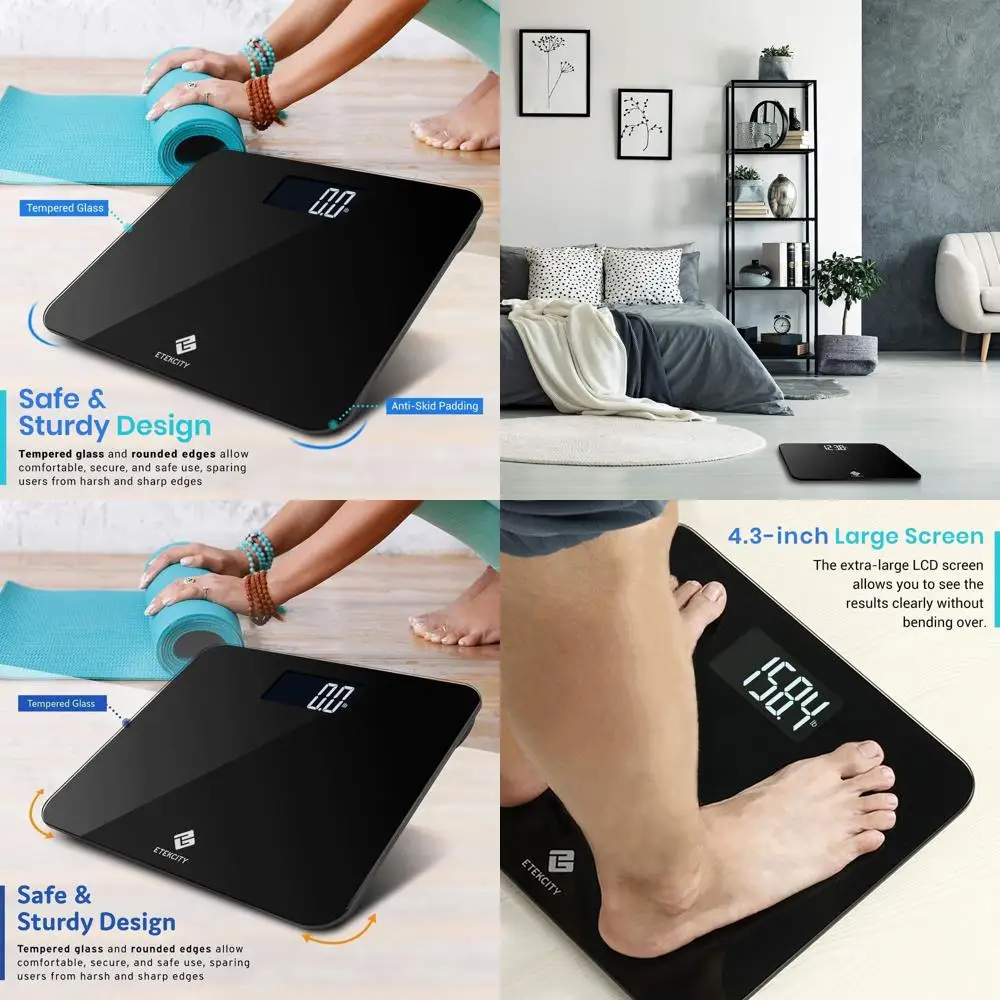 

Extra Wide Digital Bathroom Scale with High Capacity, 440 lb, Tempered Glass, Large Backlit LCD Display