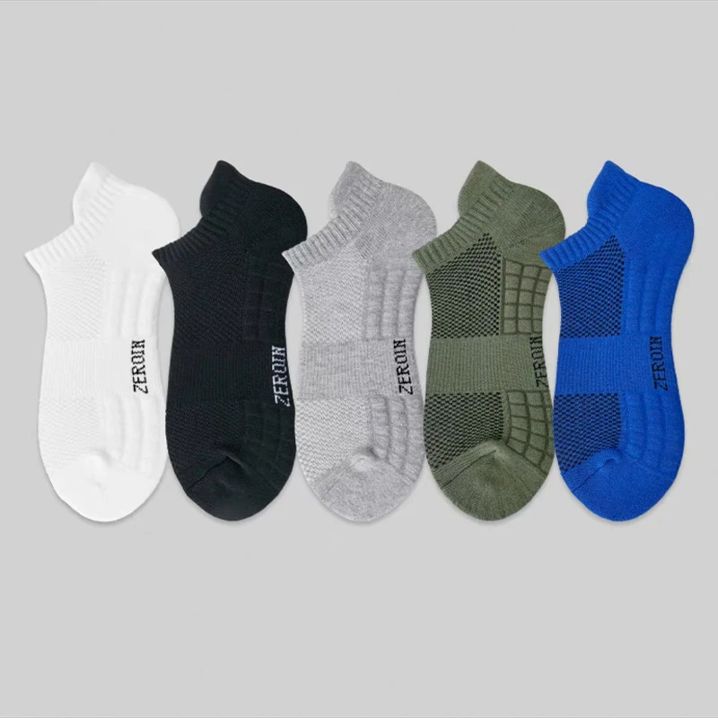 5 Pairs Men Sport Ankle Socks Professional Thick Cushion Comfort Breathable Fitness Compression Running Low Cut Tab  Sock