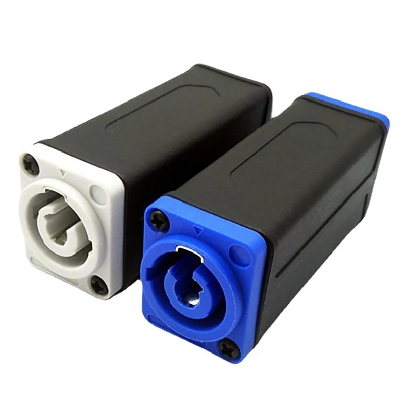 New 1Pc LED PowerCon AC Coupler Adapter Extender Connector Speakon Panel Mount Straight Adapter Blue White
