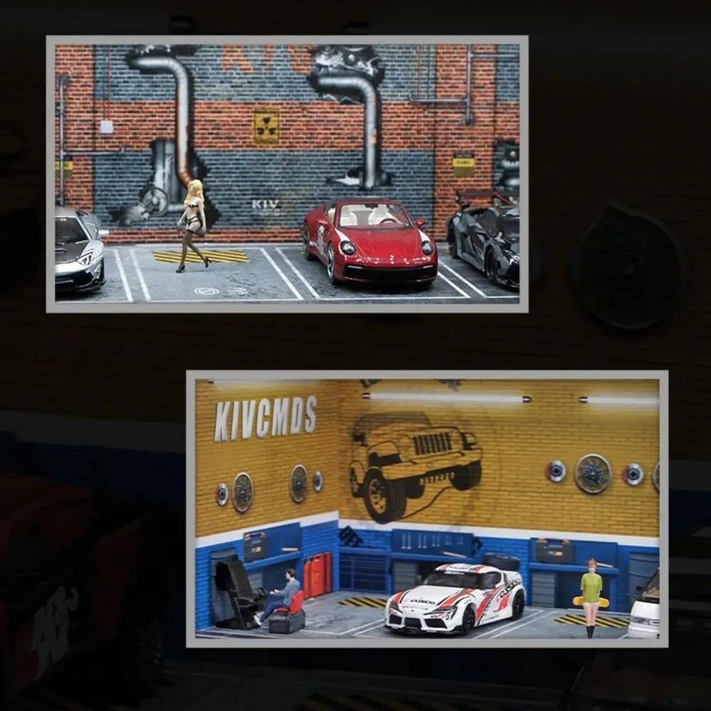 

1/64 Scale Garage Scene Model Simulation With Lights Parking Lot Model Showroom Exhibition Hall Car Model Display Box