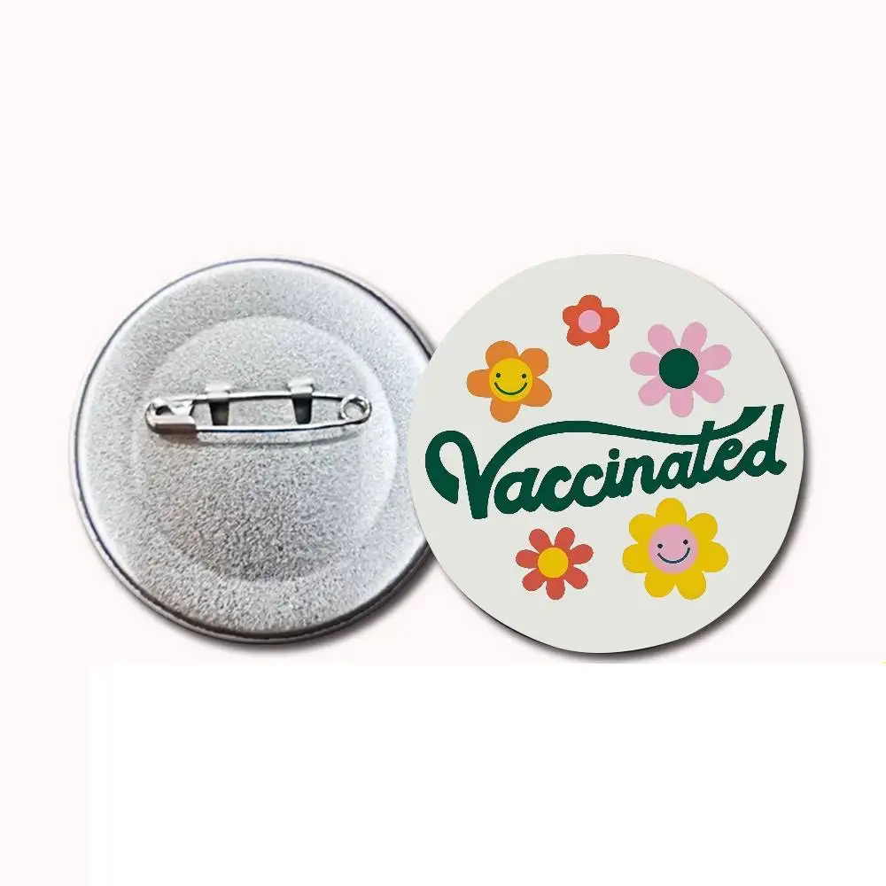 Vaccinaled Badges Anime Round Laser Badge Cartoon Brooch Clothes Backpack Accessories Lapel