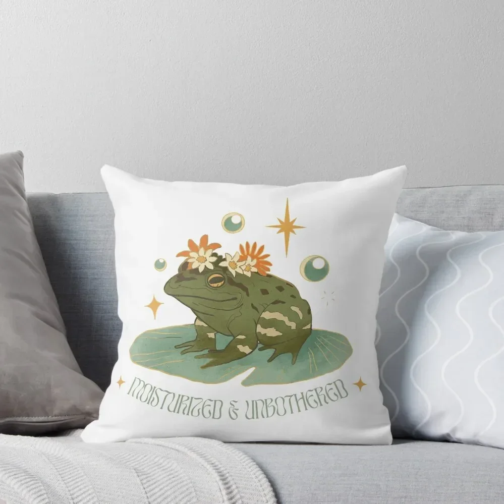 

moisturized and unbothered frog Throw Pillow christmas pillow case luxury home accessories pillows decor home pillow