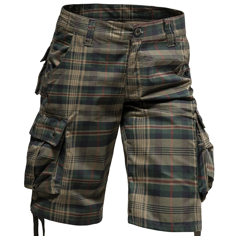 Men's Medium Pants Summer Cotton Comfortable Outdoor Sports Beach Pants Trend Plaid Shorts Loose Straight Large Size Cargo Pants