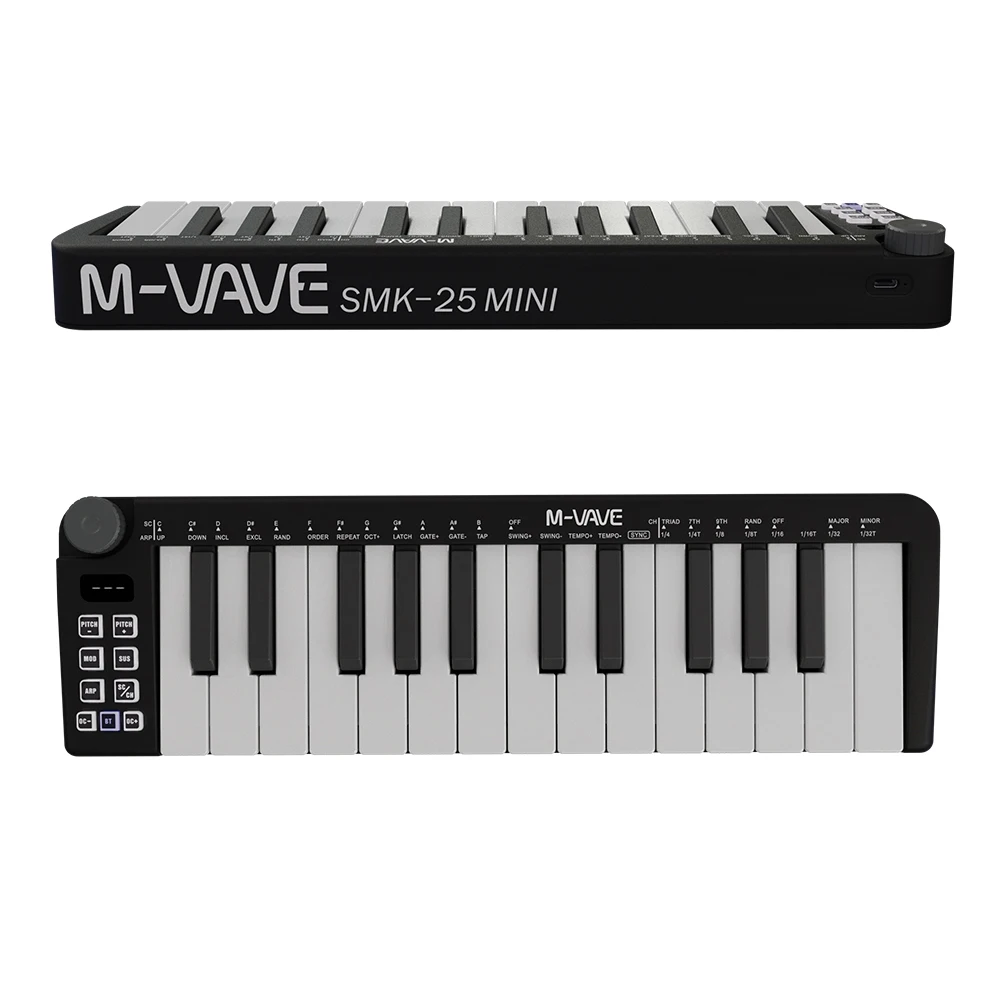 M-VAVE SMK-25 ミニMIDIキーボード 25鍵MIDIコントロール、25個の