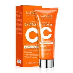 SADOER Vitamin C  Facial Cleanser Face Wash Foam Cleanser Deep Cleansing Moisturizing Brightening Hydrating Skin Care Products