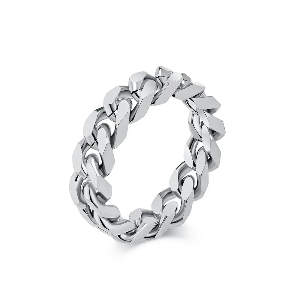 6mm Stainless Steel Rings for Women Classic Silver/Gold/Black Color Chain Ring Jewelry Men