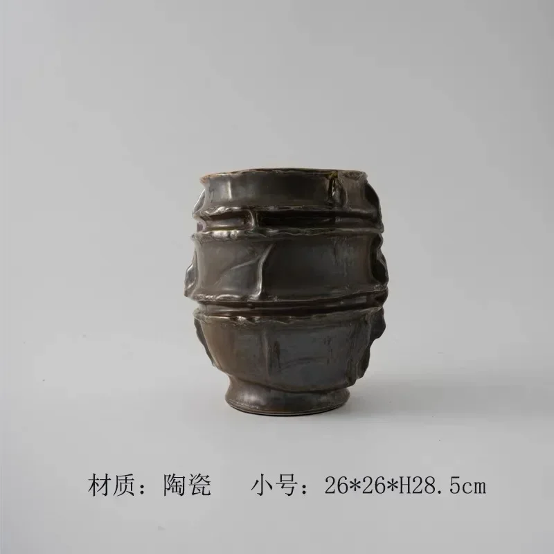Retro metal ceramic special-shaped vase home model room B & B art flower arrangement decoration