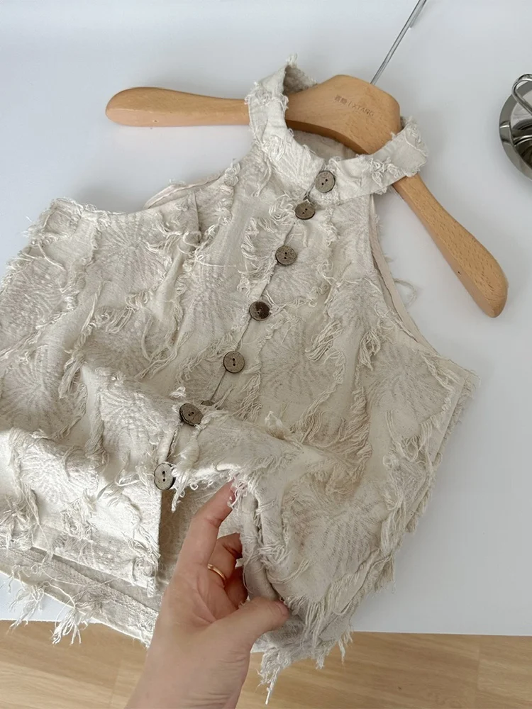 Coréen Sle ort Svel col montant gland garniture irt gilet femmes Faionable Chic Hot Girl Ne suspendu Design Commu...