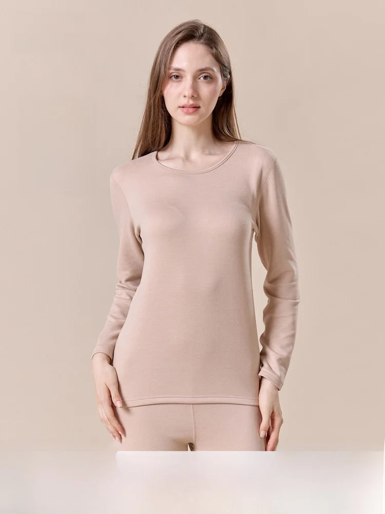 snow-flying-2026-nuovo-set-di-intimo-termico-da-donna-per-l'autunno-collo-tondo-confortevole-delicato-sulla-pelle-tinta-unita-lana-e-seta-maniche-lunghe