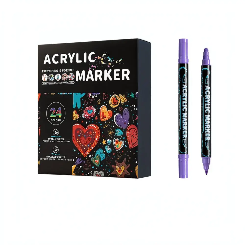 Apao Acrylic Markers Dual Tip Art Pen Permanent Paint Marker For Fabric Canvas Wood Craft Drawing Coloring Supplies School Tool