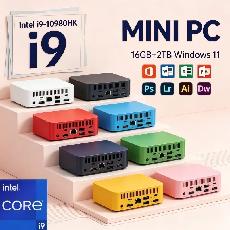intel-core-i9-10980hk搭載、ポータブルミニデスクトップpc。32gb-ram、2tb-ssd、windows-11、wi-fi-6、bluetooth-52、4kディスプレイ対応。ゲームや日常業務に最適。