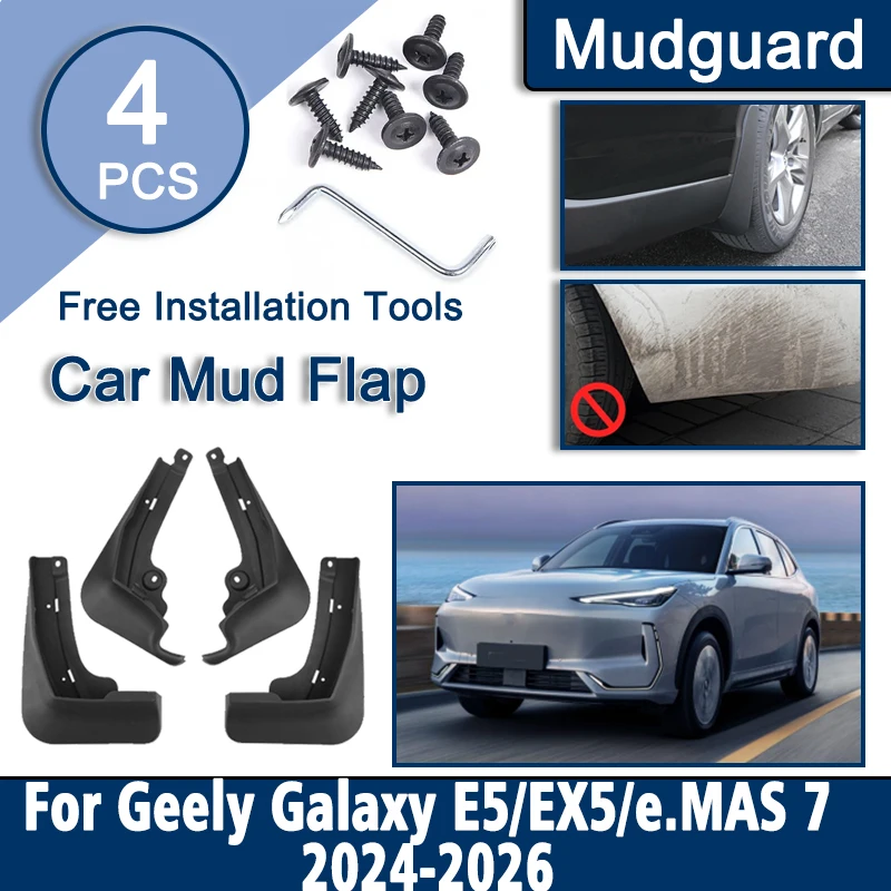 

Auto Splash Guard For Geely EX5 Proton e.MAS 7 Galaxy E5 2024 2025 2026 Soft Rubber Fenders Car Mudguards Mudflaps Accessories