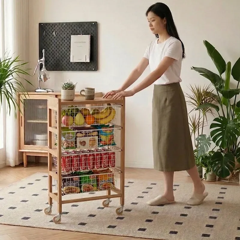 Fruit and vegetable rack living room solid wood floor multi-layer shelf home kitchen bedroom storage shelf