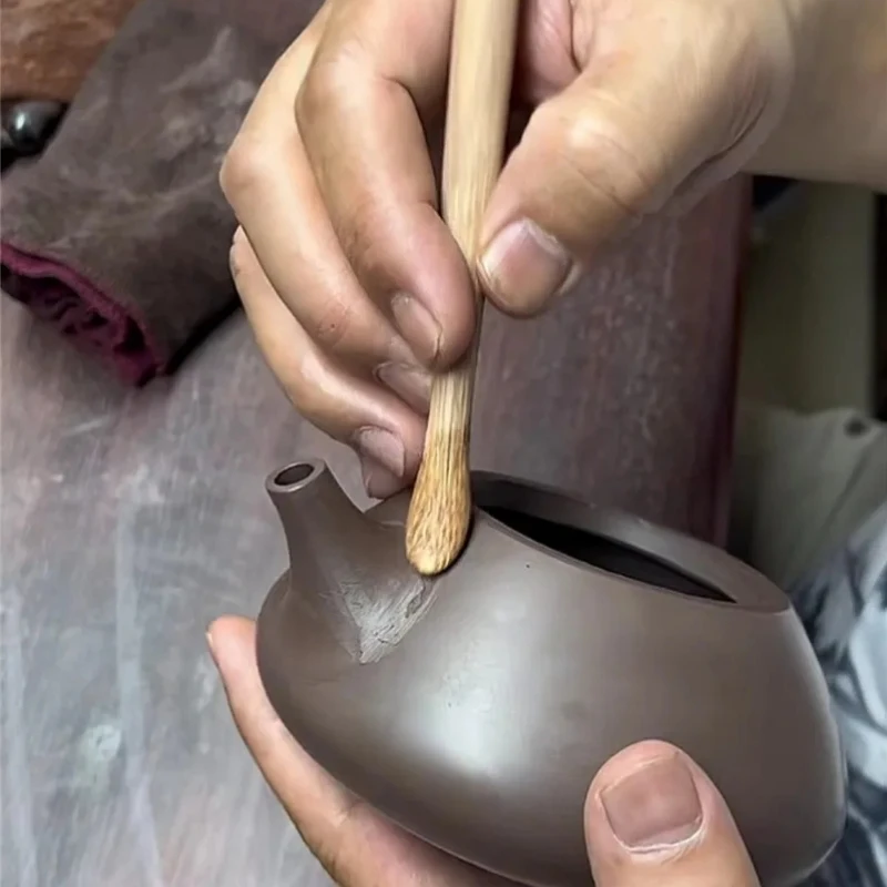 Olla de arcilla púrpura para cerámica, herramientas especiales para hacer tetera de cerámica hecha a mano, tetera de limpieza, herramienta inferior para raspar pared interior