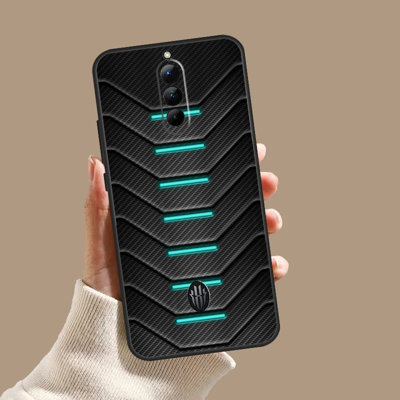Carbon Fibre Futuristic Neon Case For ZTE Nubia Red Magic 9 Pro Plus RedMagic 8 7 6 Pro 6S 7S 8S Pro 5G 5S 6R Back Cover