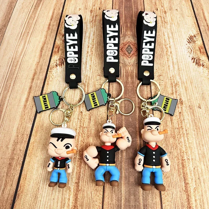 Popeye Keychain Kawaii Doll Anime Figure Popeye Pendant Backpack Car Keyring Accessories Pvc Toys Gift