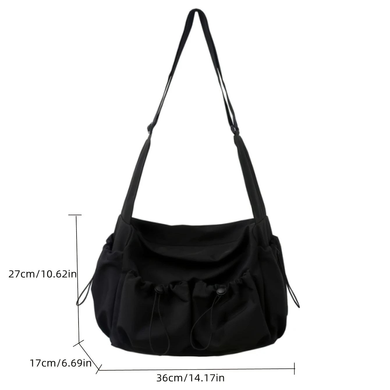 Kordelzug-Umhängetasche, Schultertasche mit großer Kapazität, modische Reißverschlusstasche, universell für Männer und Frauen, geeignet für die Schule. – Detail 6