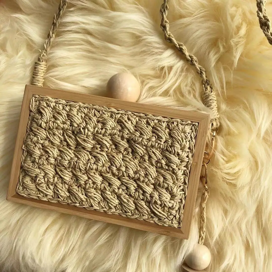 Imagem -06 - Bolsa Crossbody Rattan Borla Quadrada Tecida Grama de Bambu Caixa de Praia Bolsa de Ombro Diagonal Verão 2023 2024