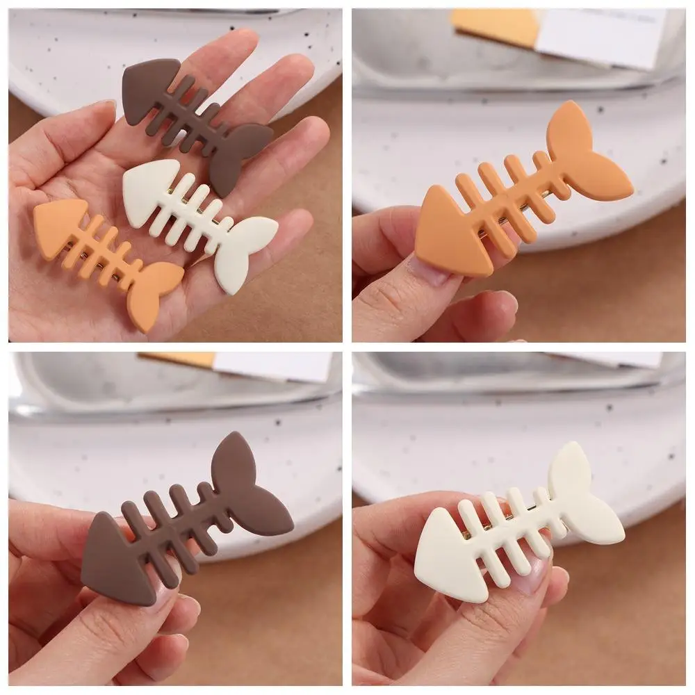 

Милая заколка для волос в виде рыбьей кости, аксессуар для волос в стиле Y2K, геометрическая заколка-зажим, подарок