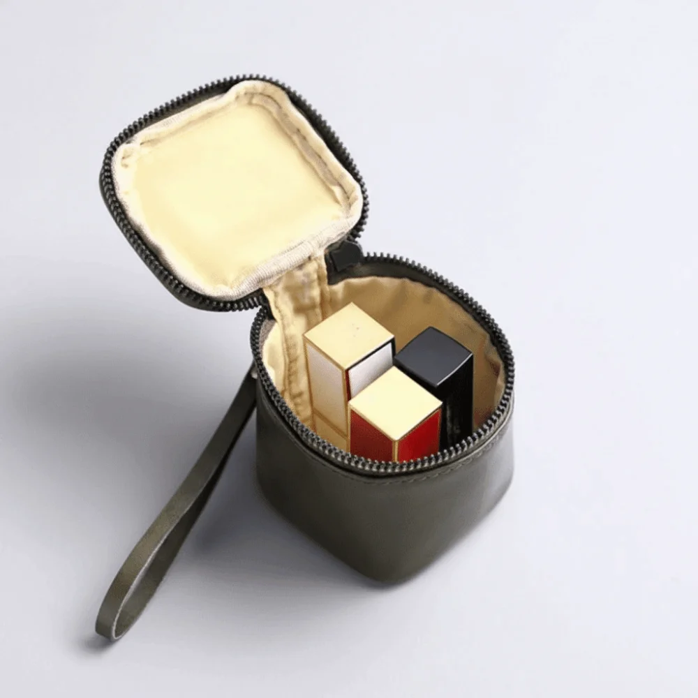 

Leather Small Square Coin Purse Multifunctional Wrist Bag Zipper Wallet Zipper Pouch Lipstick Storage Mini Storage Bag Women