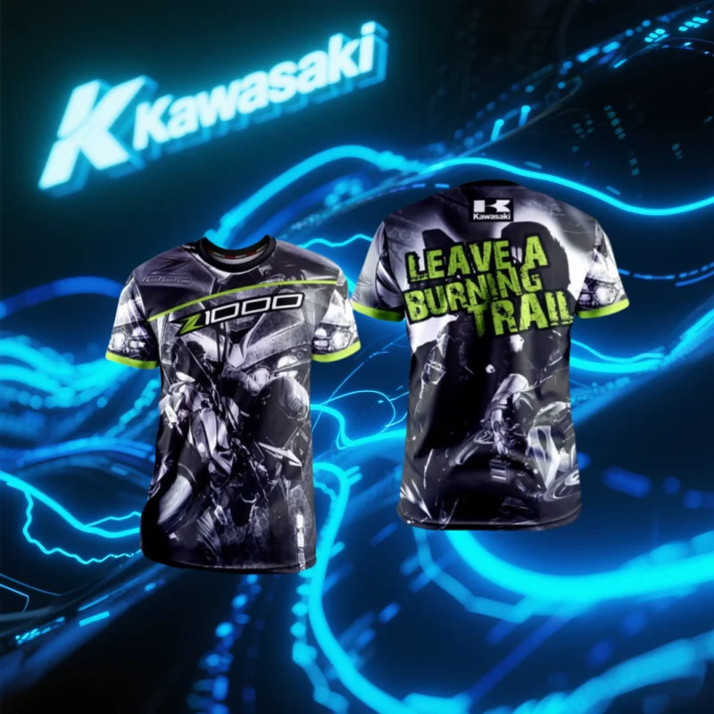 

Летняя мужская футболка Kawasaki, мотоциклетная футболка Kawasaki, футболка для верховой езды, солнцезащитный крем, быстросохнущая футболка, впитывающая пот