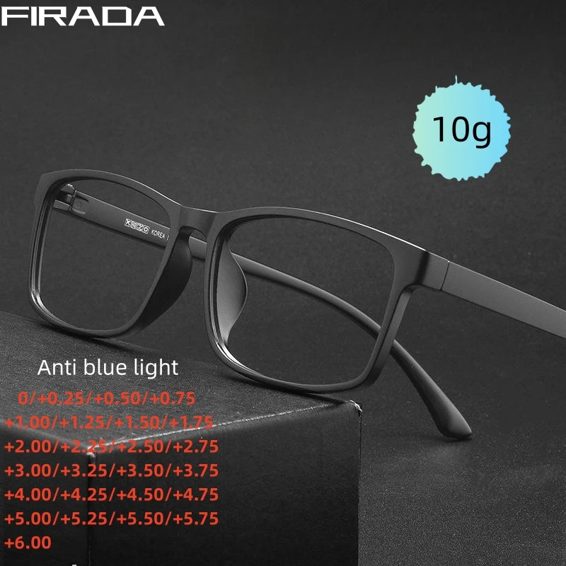 

FIRADA Fashion Comfortable Glasses Retro Square Anti Blue Reading Eyeglasses TR90 Prescription Eyewear For Men And Women X21028R