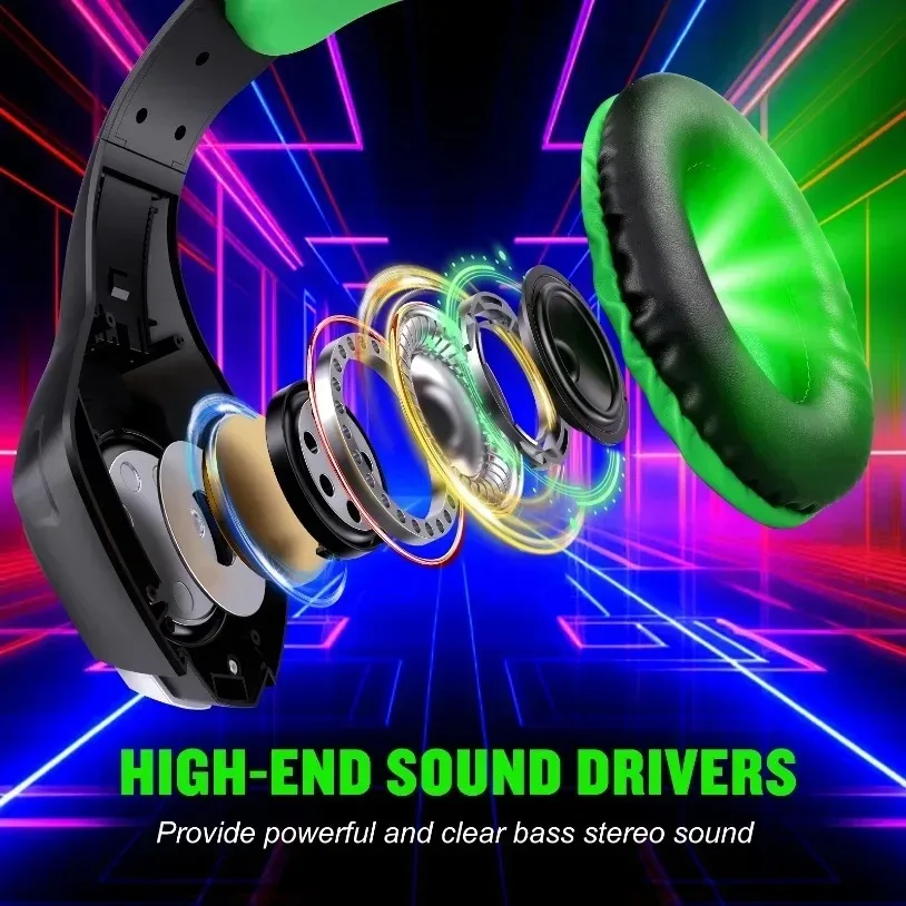 Multi-platform Gaming Headset Stereo Surround Sound Over Ear Headphones Noise Cancelling Mic Glowing For PS5 Xbox PC Laptop