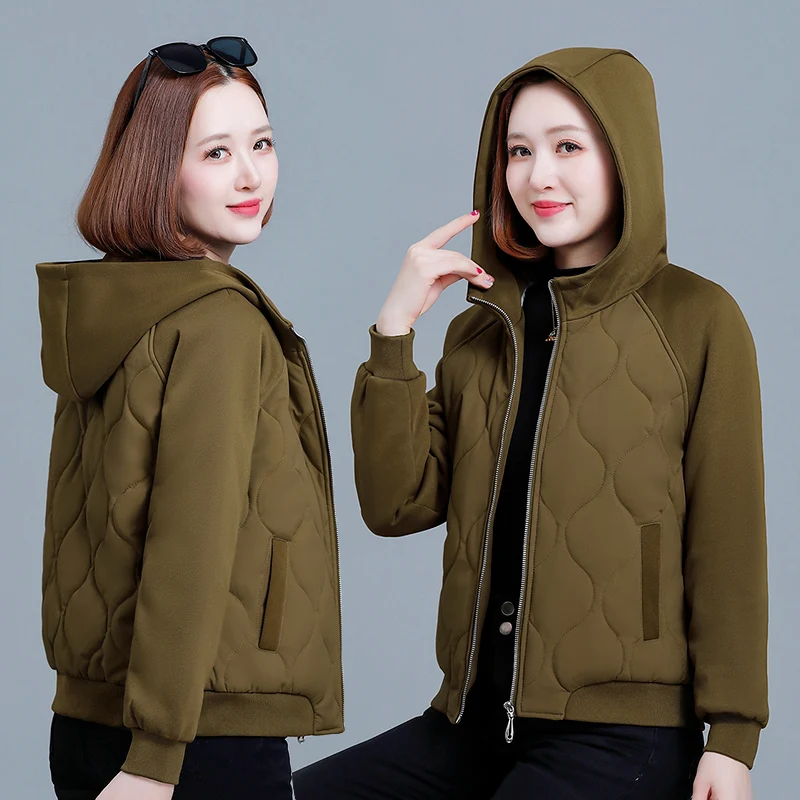 Giacca invernale in cotone casual antivento calda e spessa da donna nuova versione coreana Cappotto con cappuccio per sport all'aria aperta alla moda e versatile