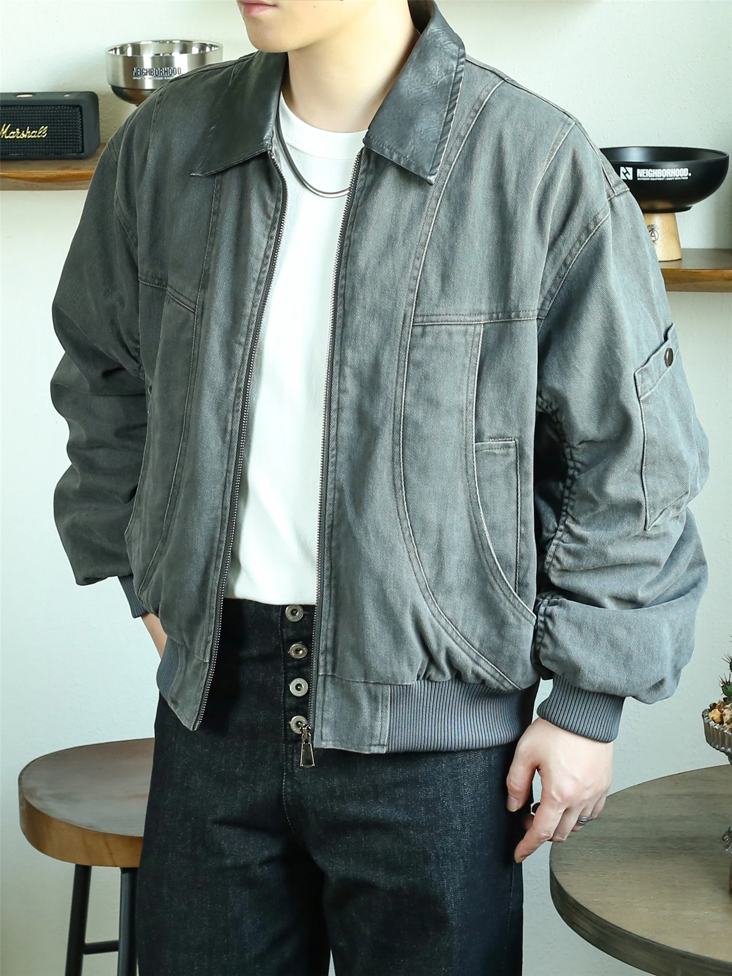 

Американская уличная мода: оверсайз куртка в рабочем стиле с дизайнерскими элементами, шикарная куртка-бомбер для мужчин и женщин, осень-зима