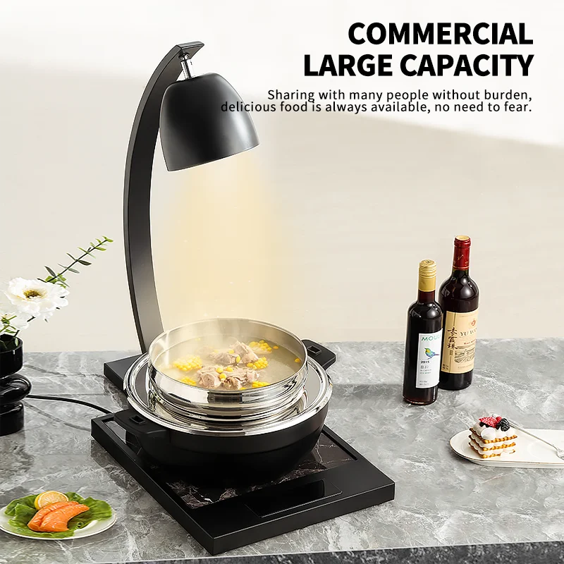 Black Stainless Steel Independent Adjustable Angle Food Heat Preserving Lamp Buffet Service Heating Plate Food Warmer