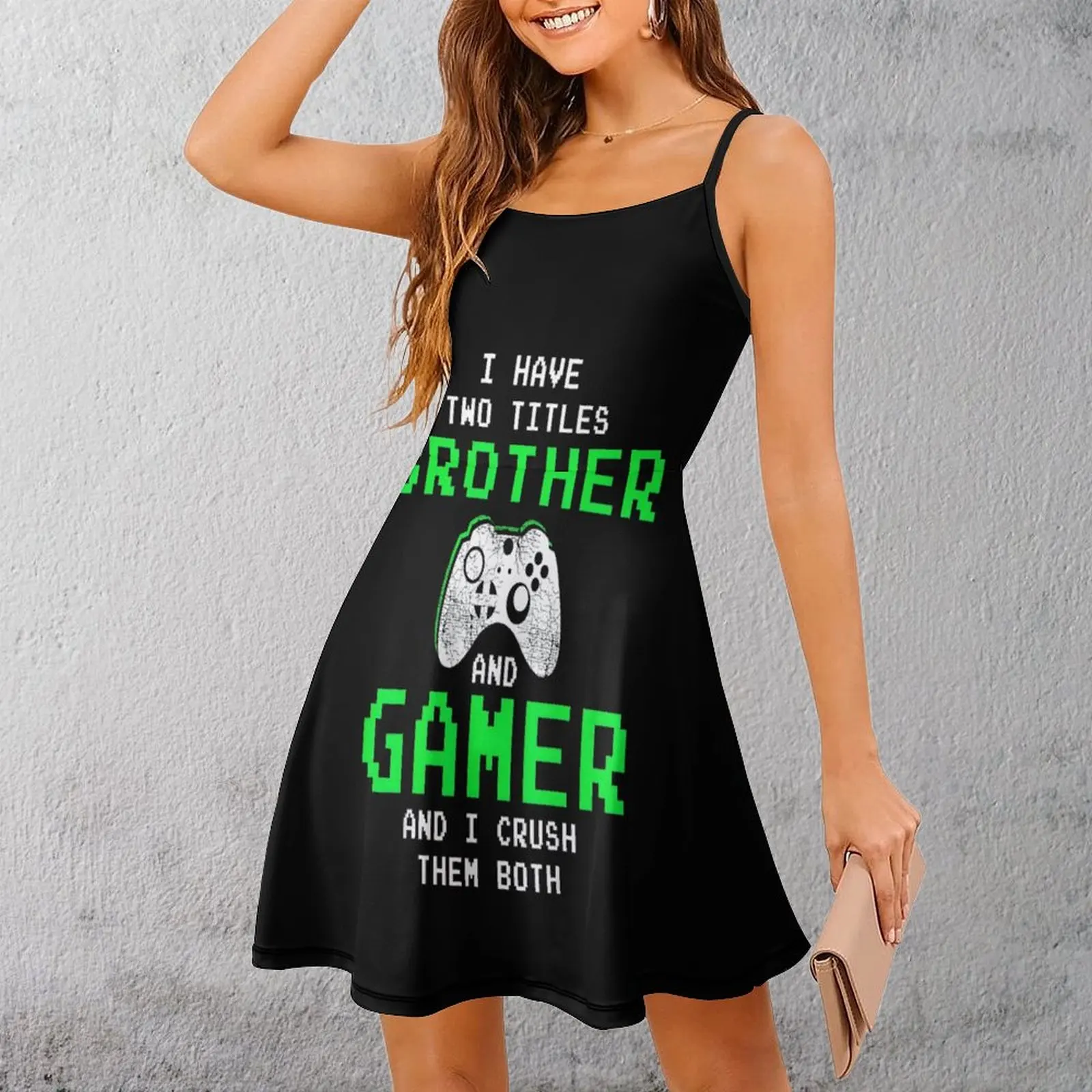 

Экзотический контроллер Brother Gamer, художественное графическое женское платье на бретельках, женское платье с графическим рисунком, коктейльное платье