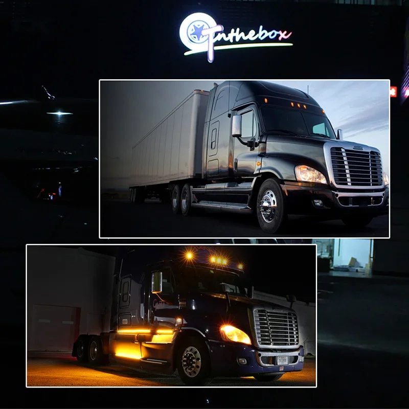 2PCS Amber LED Car Front Cab Side Marker Turn Signal Lights, Fender Flare Lights For 2008-2017 Freightliner Cascadia Semi-Truck
