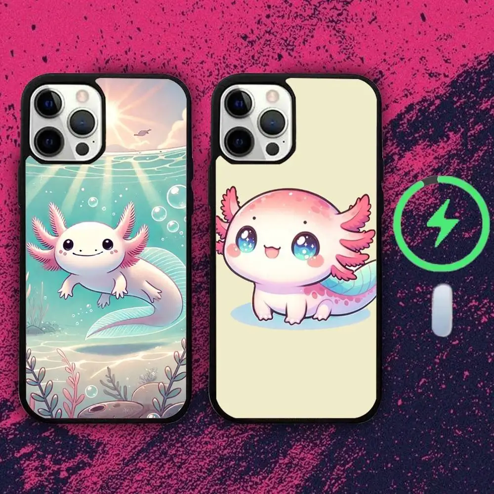 

Cute Animal Axolotl Phone Case For iPhone 16e,16,15,14,13,12,11,Plus,Pro,Max,Mini Magsafe Magnetic Wireless Charging