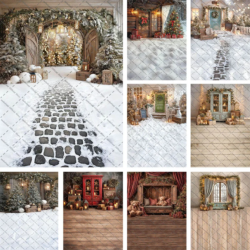 เมโฮฟอนด์การถ่ายภาพพื้นหลังฤดูหนาวคริสต์มาสป่าหิมะกลิตเตอร์ต้นคริสต์มาสเด็กภาพครอบครัวตกแต่งฉากหลังสตูดิโอถ่ายภาพ