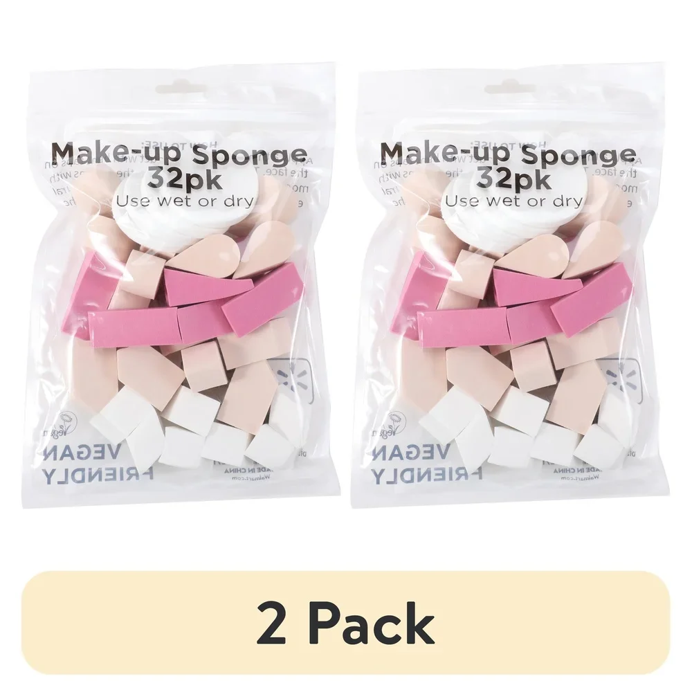 32 Pack Assorted Makeup Sponges Latex Free Reusable Wet Dry Cosmetic Applicators Liquid Foundation Concealer Powder